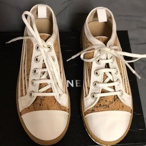 CHANEL CORK/GROSGRAIN SNEAKERS